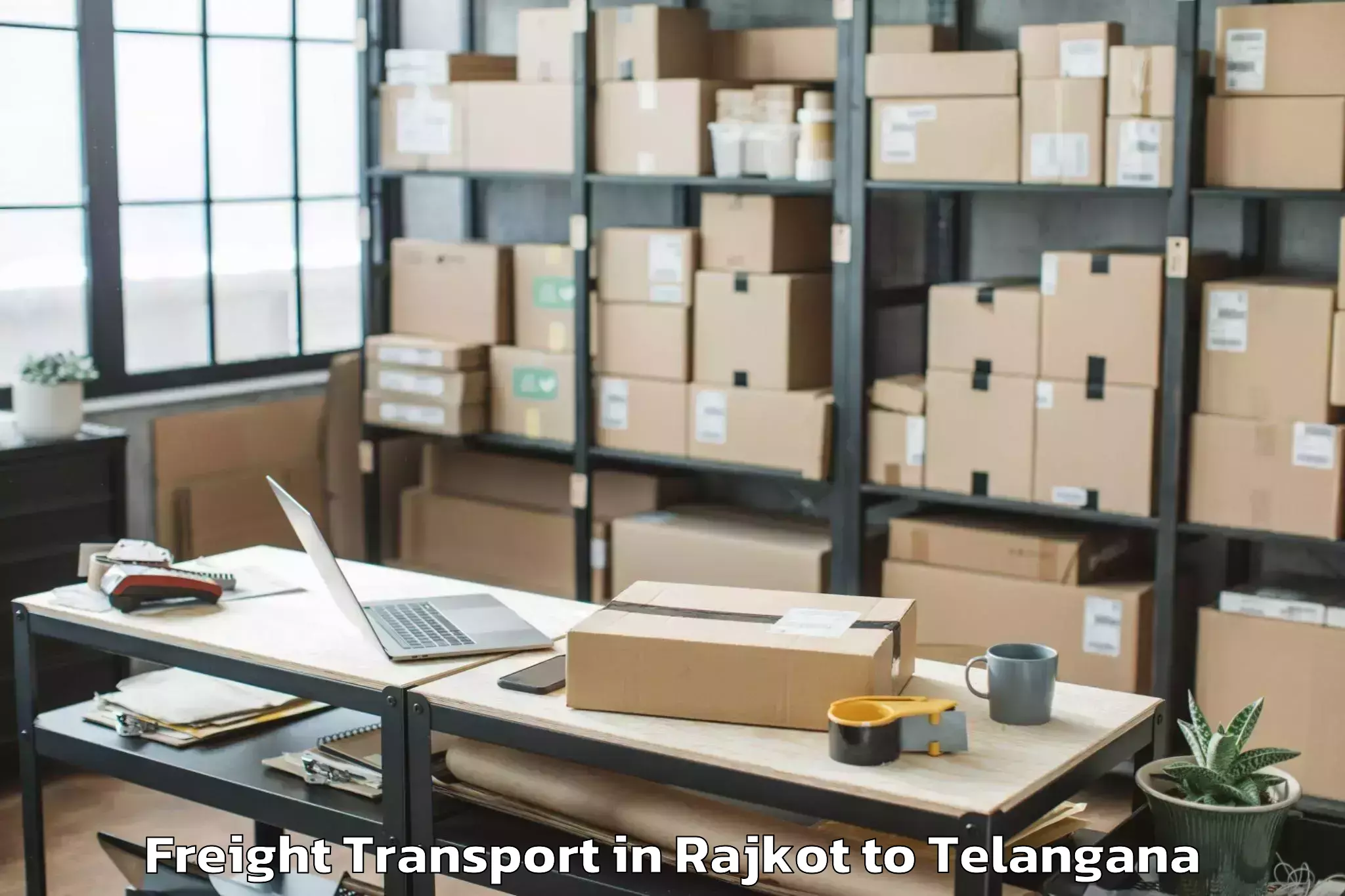 Book Your Rajkot to Nalsar University Of Law Hyder Freight Transport Today